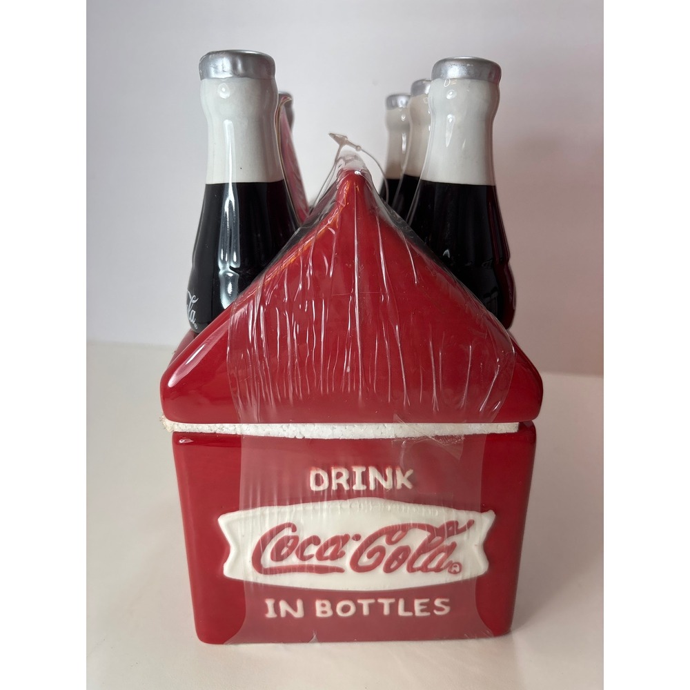 Vintage Coca-Cola Ceramic Cookie Jar Houston Harvest 6 Pk Bottle Design 90s NOS - Picture 4 of 16
